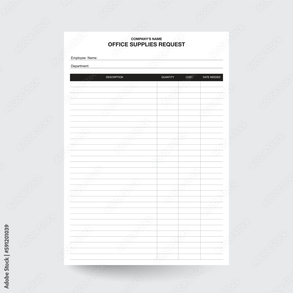 Vecteur Stock Office Supplies Request,Expense Report,Business Forms