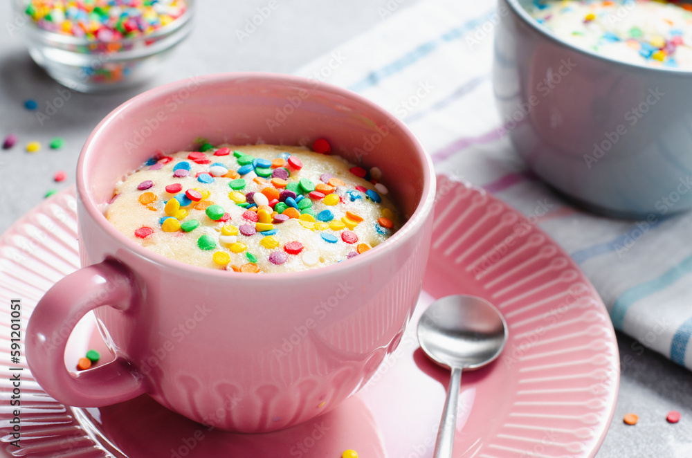 Funfetti Mug Cake, Homemade Cake Cooked in the Microwave Funfetti Mug Cake, Homemade Cake Cooked in the Microwave