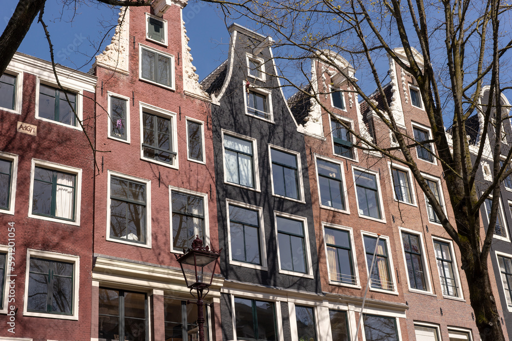 Traditional old house facade in Amsterdam. Netherlands