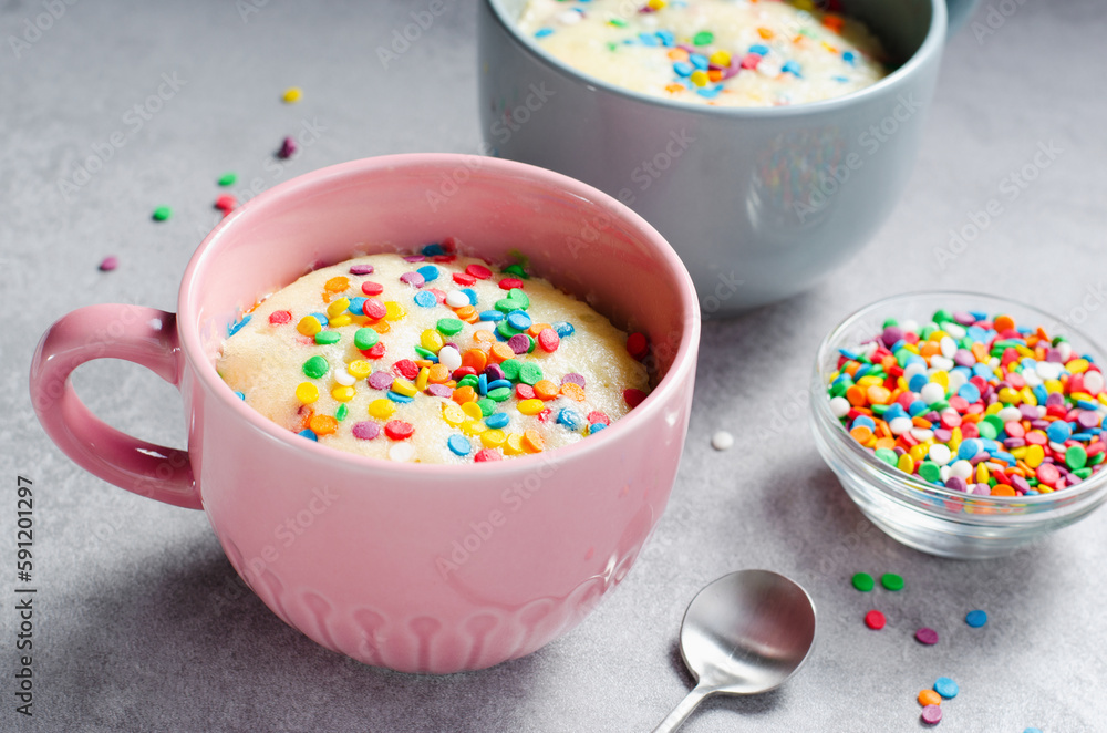 Funfetti Mug Cake, Homemade Cake Cooked in the Microwave Funfetti Mug Cake, Homemade Cake Cooked in the Microwave