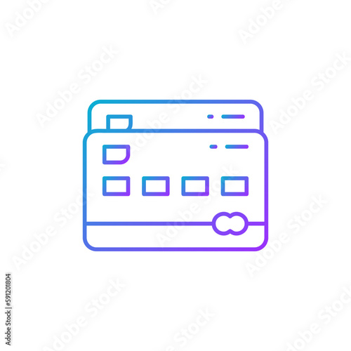 Two credit cards, bank cards gradient lineal icon. Shopping, online banking, finance symbol design.