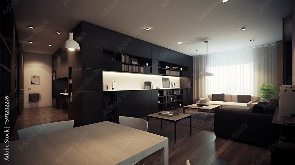 Classic and contemporary apartment interior, AI generated Classic and contemporary apartment interior, AI generated