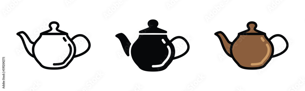 Tea pot icons. Teapot or coffee pot icon in line, flat, and color style. Tea kettle or teapot sign and symbol. Vector illustration
Tea pot icons. Teapot or coffee pot icon in line, flat, and color style. Tea kettle or teapot sign and symbol. Vector illustration