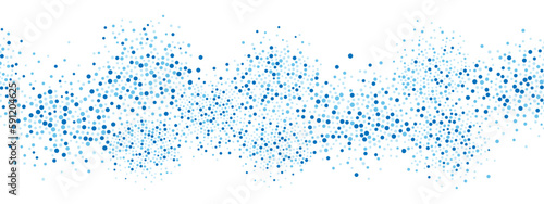 Abstract blue water background frame of geometric shapes. Circular ornament. Pattern of dots, particles, molecules, fragments. Poster for technology, medicine, presentations, business. Vector 