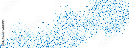 Abstract blue water background frame of geometric shapes. Circular ornament. Pattern of dots, particles, molecules, fragments. Poster for technology, medicine, presentations, business. Vector 
