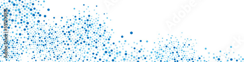 Abstract blue water background frame of geometric shapes. Circular ornament. Pattern of dots, particles, molecules, fragments. Poster for technology, medicine, presentations, business. Vector 