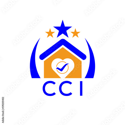 CCI House logo. KJG Letter logo and icon. Blue vector image on white background. KJG house Monogram home logo picture design and best business icon. 
 photo