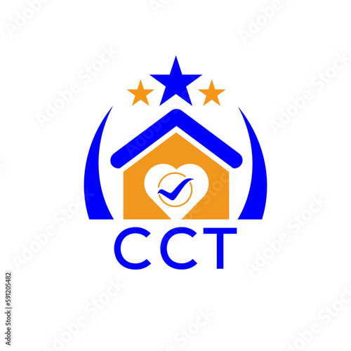 CCT House logo. KJG Letter logo and icon. Blue vector image on white background. KJG house Monogram home logo picture design and best business icon. 
 photo