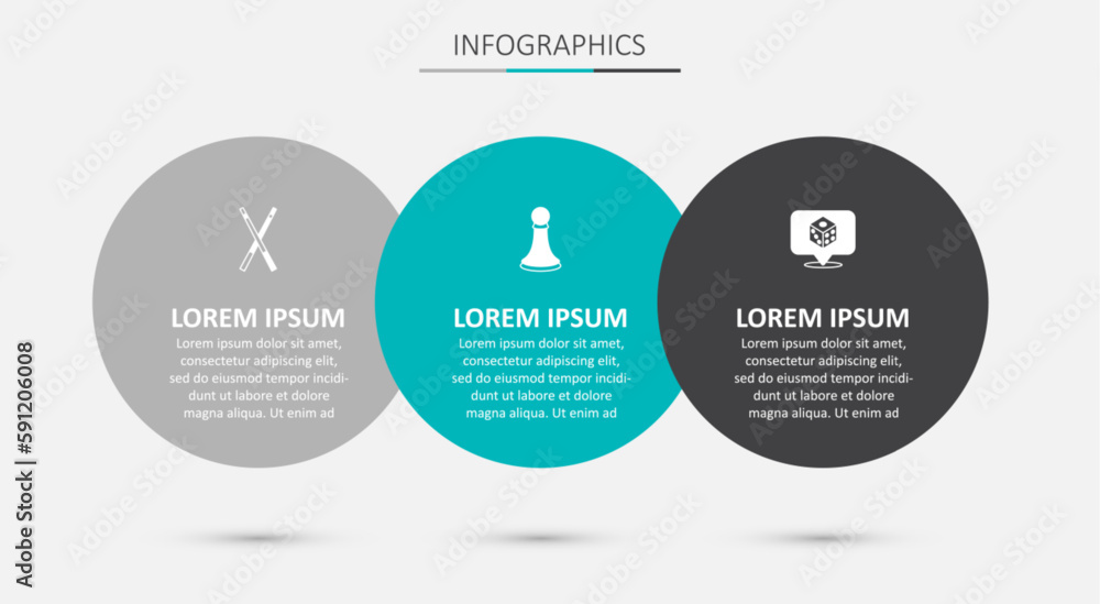 Obraz premium Set Chess pawn, Crossed billiard cues and Game dice. Business infographic template. Vector