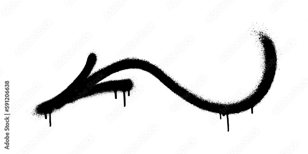 Obraz premium Graffiti arrow with overspray in black over white.