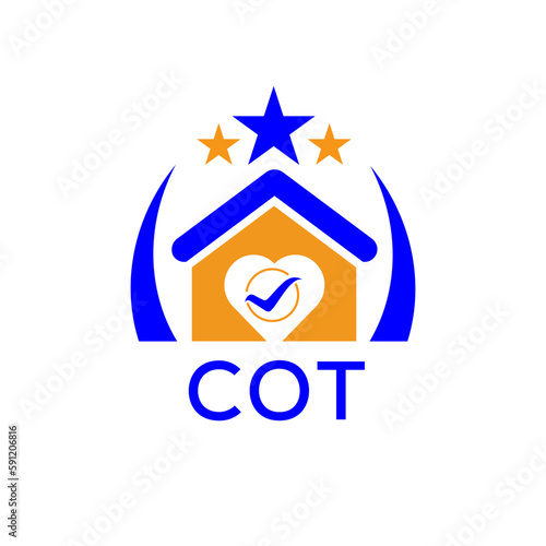 COT House logo. KJG Letter logo and icon. Blue vector image on white background. KJG house Monogram home logo picture design and best business icon. 
