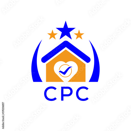 CPC House logo. KJG Letter logo and icon. Blue vector image on white background. KJG house Monogram home logo picture design and best business icon. 
