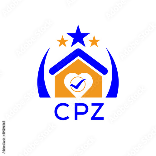 CPZ House logo. KJG Letter logo and icon. Blue vector image on white background. KJG house Monogram home logo picture design and best business icon. 
 photo