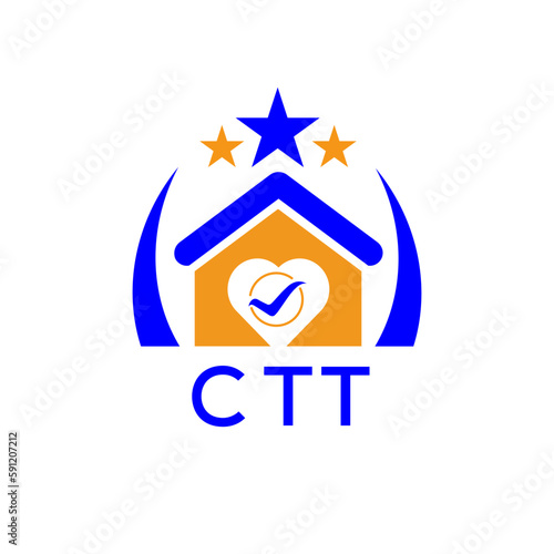 CTT House logo. KJG Letter logo and icon. Blue vector image on white background. KJG house Monogram home logo picture design and best business icon. 
 photo