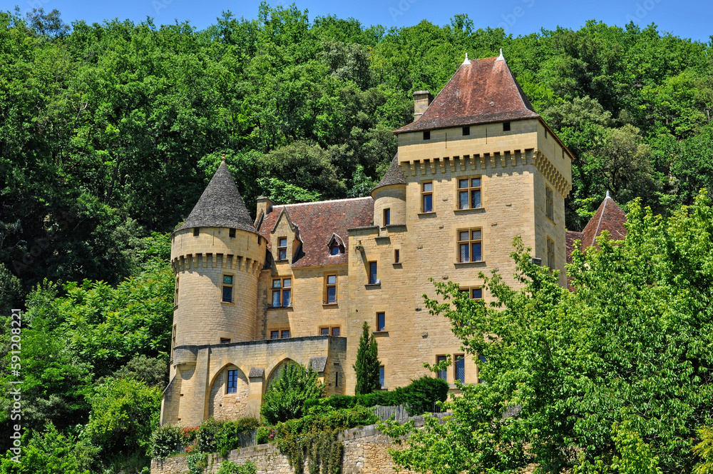 France, picturesque castle of La Malartrie in Vezac