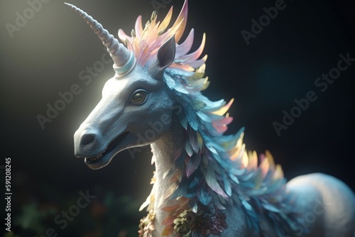 A whimsical illustration of a magical creature, such as a unicorn or dragon, Generative AI