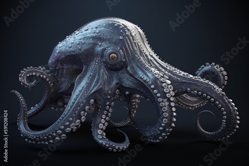 A detailed illustration of a sea creature, such as a dolphin or octopus, Generative AI