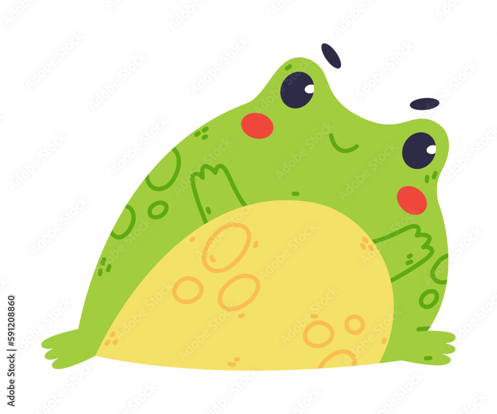 Cute Fat Green Frog or Toad Character Stretching Vector Illustration Cute Fat Green Frog or Toad Character Stretching Vector Illustration
