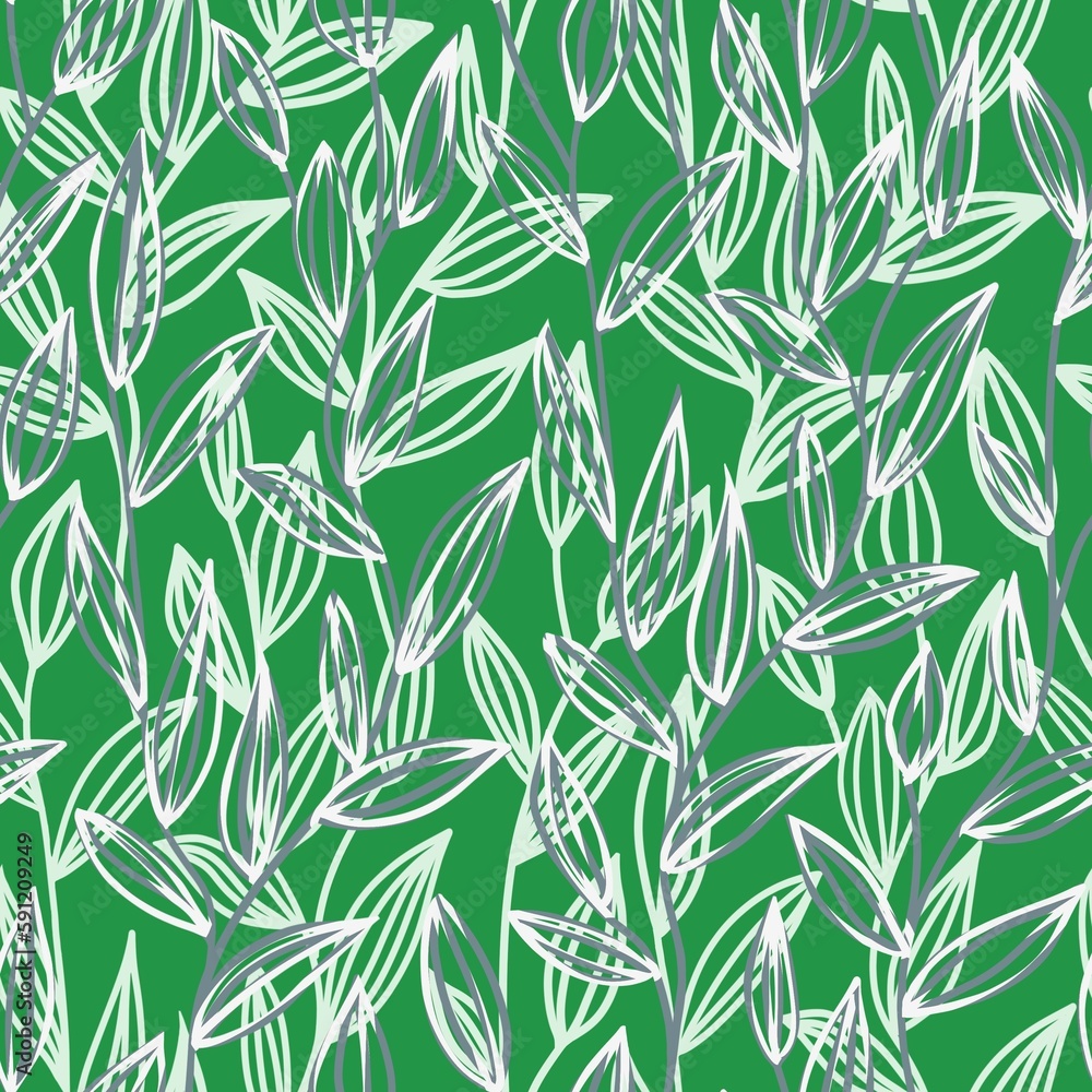 Seamless pattern with leaves