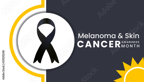 Melanoma and skin cancer awareness month observed each year in May,Exposure to ultraviolet (UV) rays causes most cases of melanoma. Melanoma and skin cancer awareness month template vector illustrator