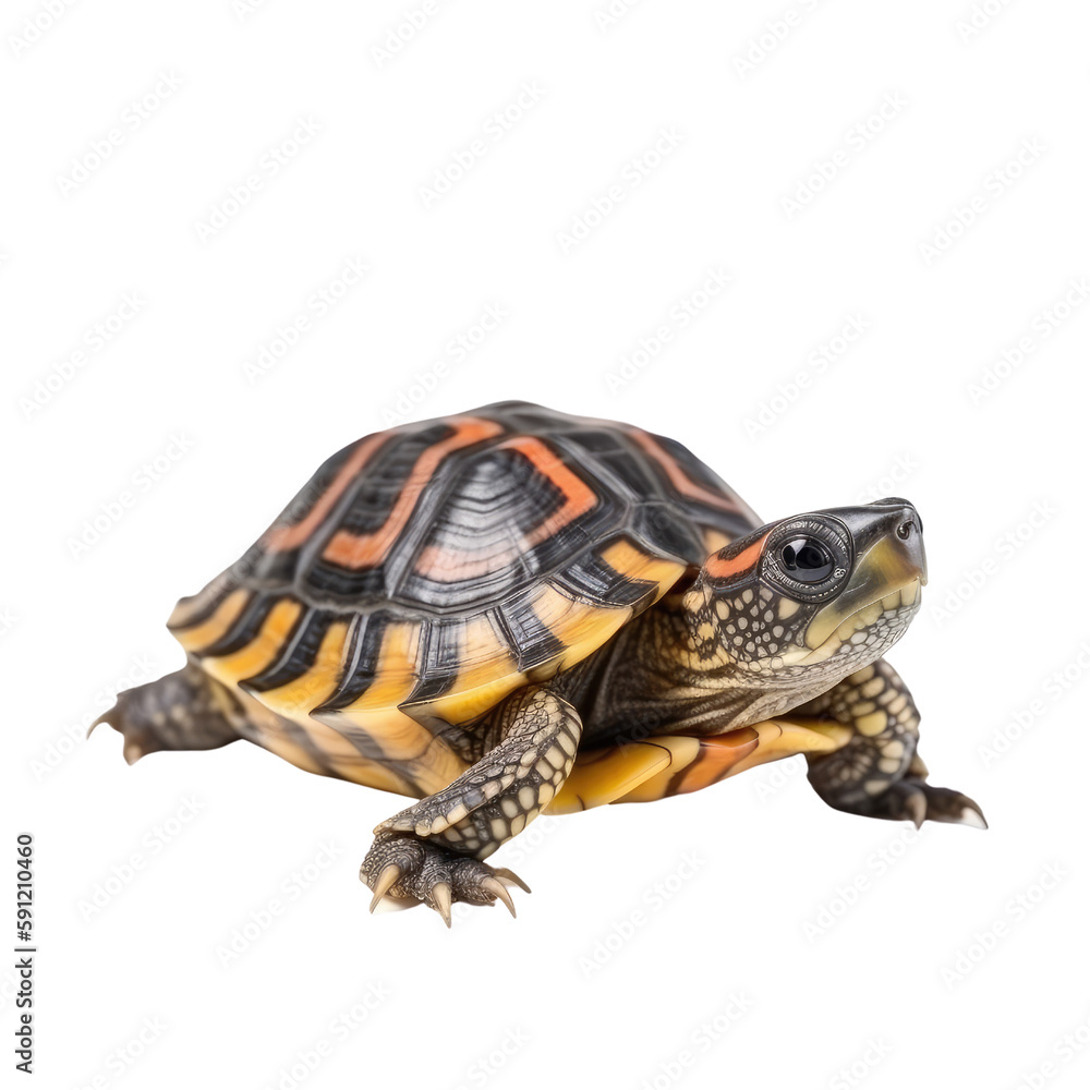 Fototapeta premium baby turtle isolated on a transparent background background, generative ai