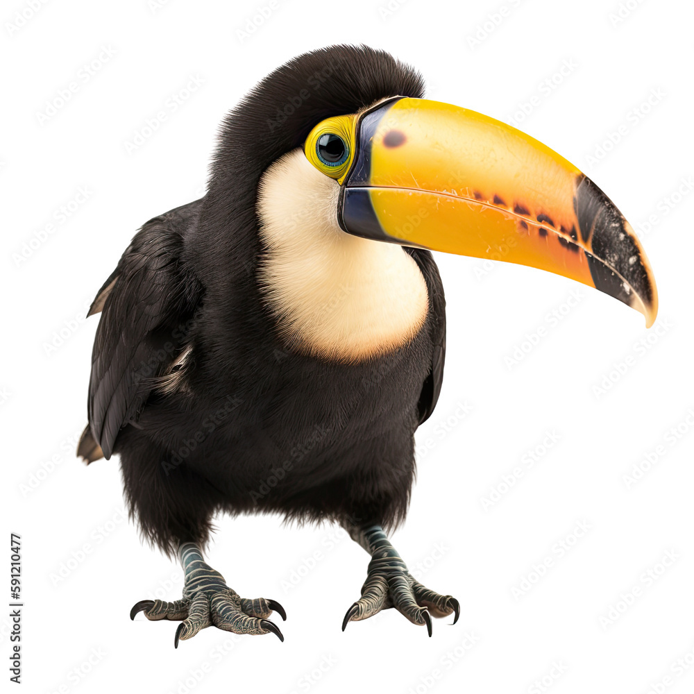 Naklejka premium baby toucan isolated on a transparent background, generative ai
