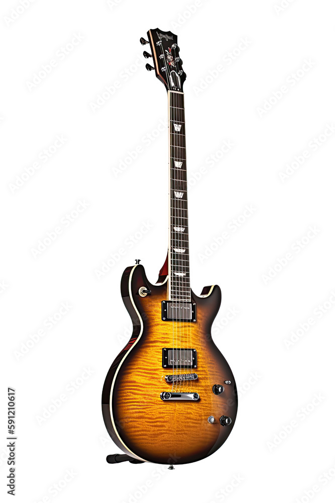 Fototapeta premium electric guitar isolated on transparent background, generative ai