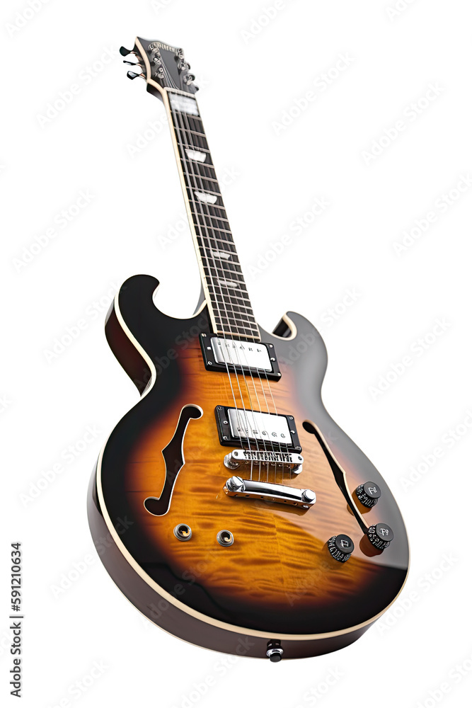 electric guitar isolated on transparent background, generative ai