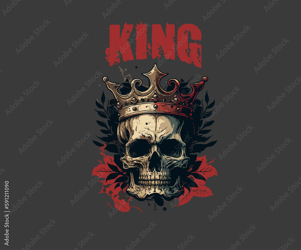Royal skull with crown monarch print