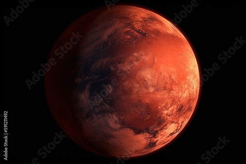 Reddish earth planet illustration, concept of global warming, post apocalyptic. Generative AI