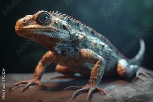 A detailed illustration of a reptile or amphibian  Generative AI