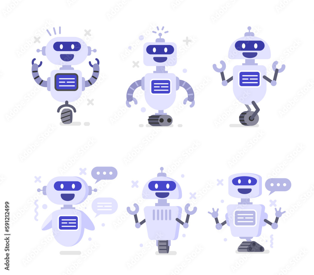 Fototapeta premium Chat bot characters set cartoon.