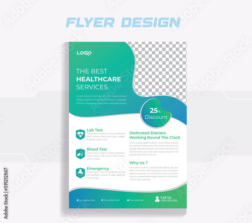 Healthcare flyer Hospital or clinic service promotion flyer leaflet medical poster