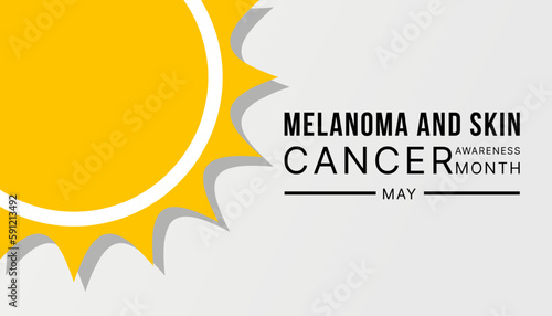 Melanoma and skin cancer awareness month observed each year in May,Exposure to ultraviolet (UV) rays causes most cases of melanoma. Melanoma and skin cancer awareness month template vector illustrator