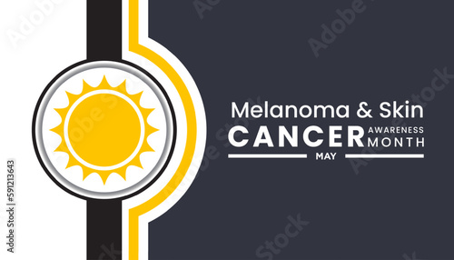 Melanoma and skin cancer awareness month observed each year in May,Exposure to ultraviolet (UV) rays causes most cases of melanoma. Melanoma and skin cancer awareness month template vector illustrator