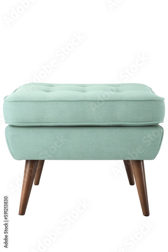 midcentury modern blue ottoman isolated on transparent background