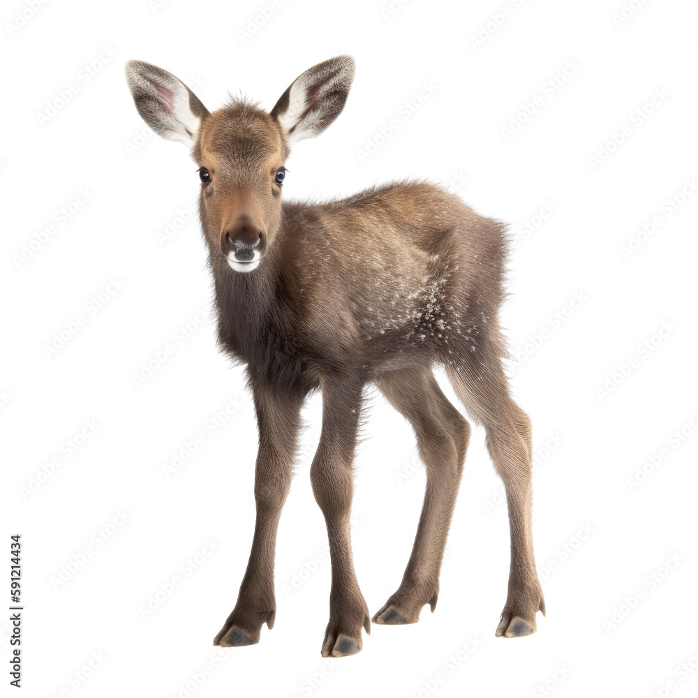 baby moose isolated on a transparent background, generative ai