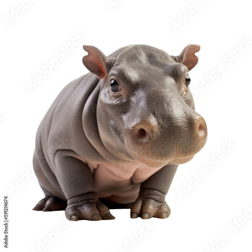 baby hippopotamus isolated on a transparent background  generative ai