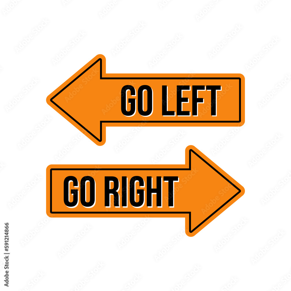 Go left right sign directions symbol icon label design vector Go left right sign directions symbol icon label design vector