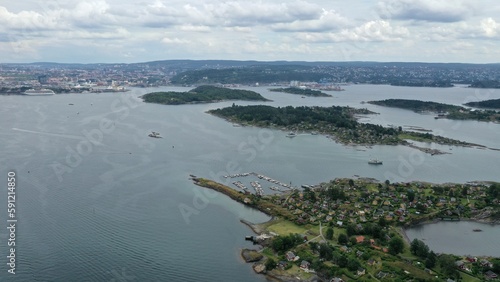 vue panoramique et aérienne du fjord d'Oslo © Lotharingia