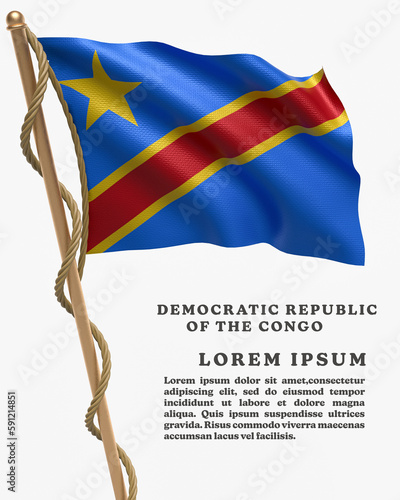 White Backround Flag Of Democratic Republic of the Congo photo