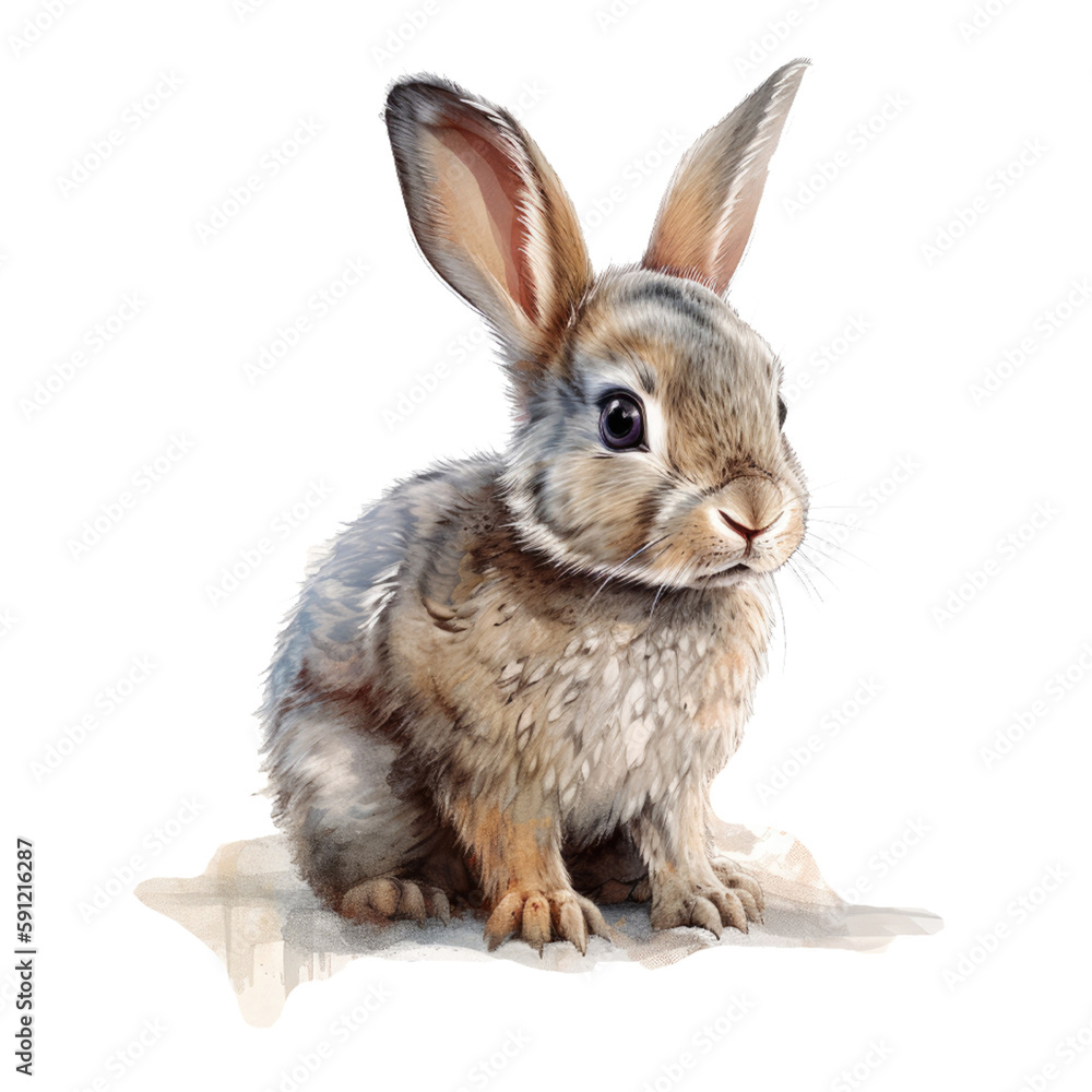 Fototapeta premium Rabbit hare watercolor illustration. Generative AI