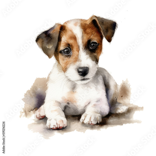 Dog puppy watercolor illustration. Generative AI