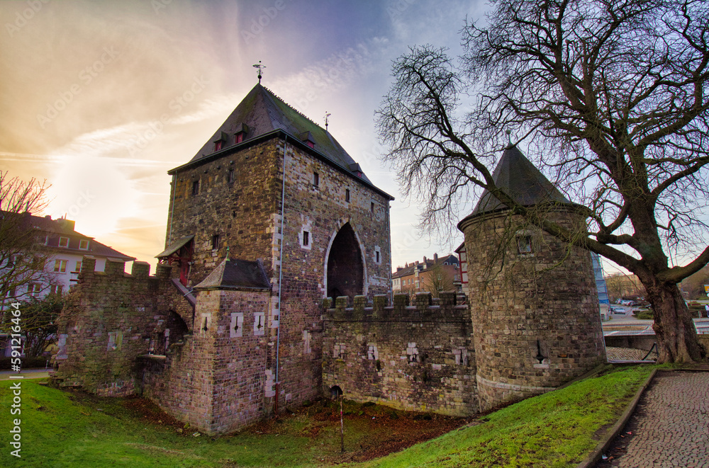 Ponttor in Aachen in the morning