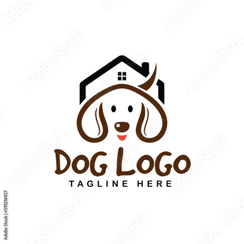 Vector cute pet shop logo vector icon illustration 