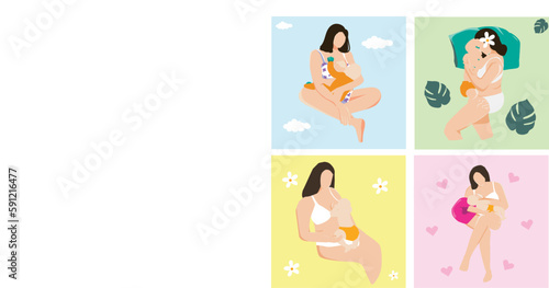 adorable breastfeeding with love position vector