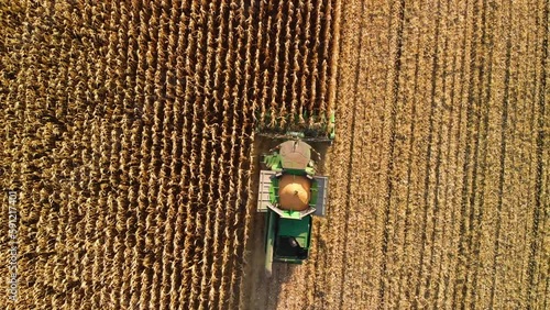 Agriculture in Ukraine aerial footage of wheat harvesting