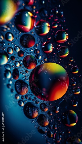 water drops on a glass surface colourful background