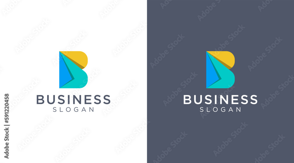 Abstract geometric colorful Letter B logo design for various types of businesses and company
