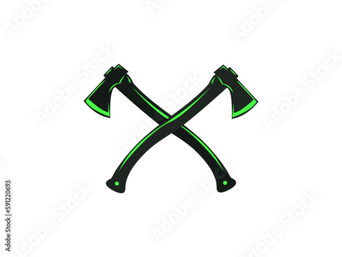 Crossed Axes, Crossed Broad axe, medieval axe, Battle axe, executioner axe in vector
